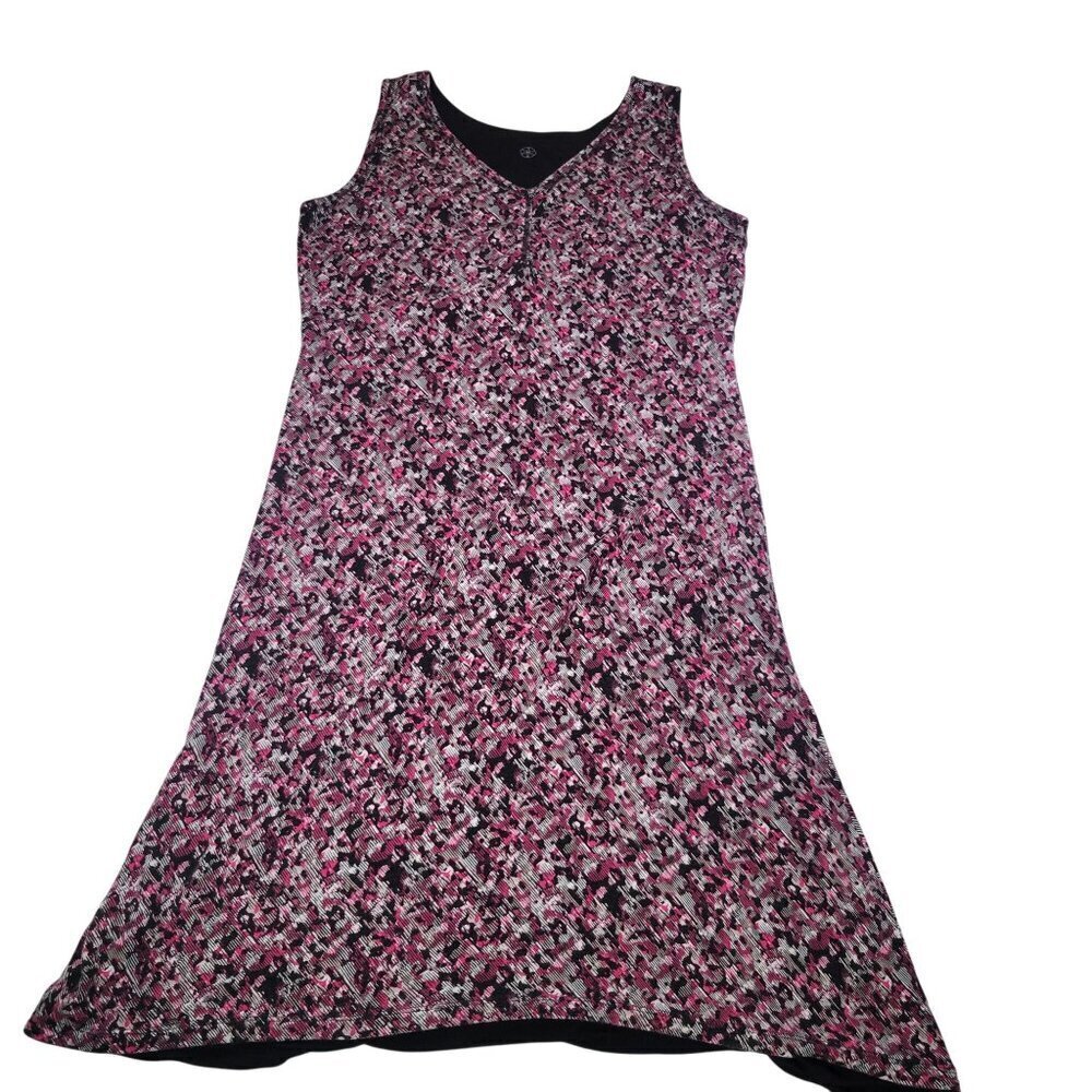 Gaiam Sleeveless Floral Pink & Black A-Line Dress No Size Tag See Measurements